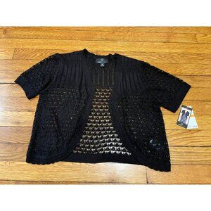 Ronni Nicole Short Sleeve Open Front Cardigan Crochet Open Knit Size Medium NWT